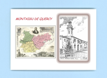 Cartes Postales impression Noir avec dpartement sur la ville de MONTAIGU DE QUERCY Titre : mairie