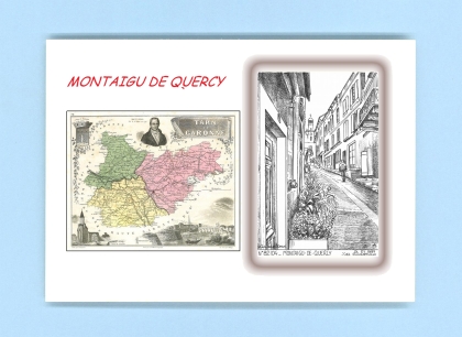 Cartes Postales impression Noir avec dpartement sur la ville de MONTAIGU DE QUERCY Titre : vue