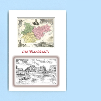 Cartes Postales impression Noir avec dpartement sur la ville de CASTELSARRASIN Titre : port