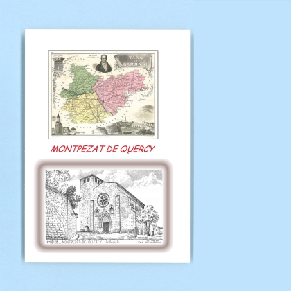 Cartes Postales impression Noir avec dpartement sur la ville de MONTPEZAT DE QUERCY Titre : collegiale