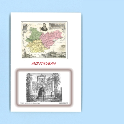 Cartes Postales impression Noir avec dpartement sur la ville de MONTAUBAN Titre : monument ingres