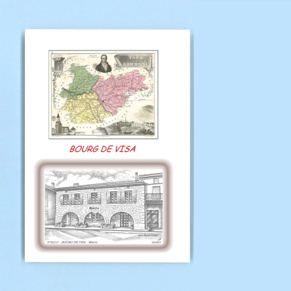Cartes Postales impression Noir avec dpartement sur la ville de BOURG DE VISA Titre : mairie