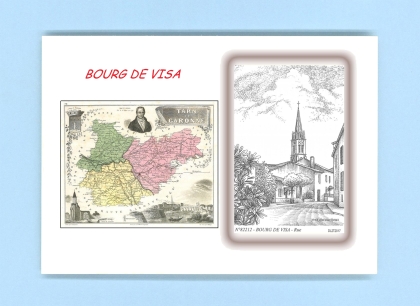 Cartes Postales impression Noir avec dpartement sur la ville de BOURG DE VISA Titre : rue