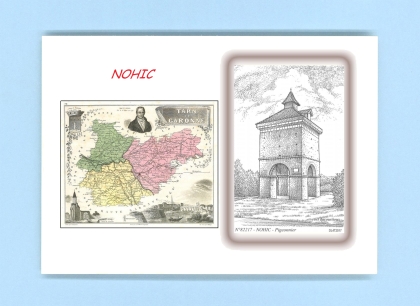 Cartes Postales impression Noir avec dpartement sur la ville de NOHIC Titre : pigeonnier