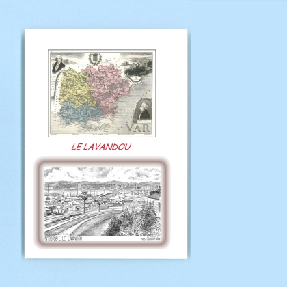 Cartes Postales impression Noir avec dpartement sur la ville de LE LAVANDOU Titre : vue