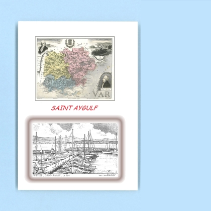 Cartes Postales impression Noir avec dpartement sur la ville de ST AYGULF Titre : le port
