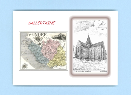 Cartes Postales impression Noir avec dpartement sur la ville de SALLERTAINE Titre : vieille eglise