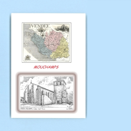 Cartes Postales impression Noir avec dpartement sur la ville de MOUCHAMPS Titre : eglise st pierre