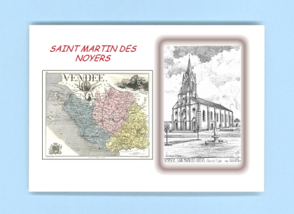 Cartes Postales impression Noir avec dpartement sur la ville de ST MARTIN DES NOYERS Titre : place de l eglise