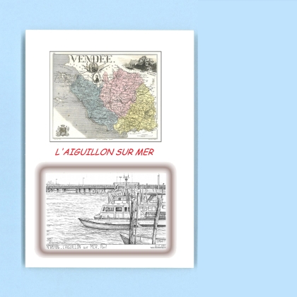 Cartes Postales impression Noir avec dpartement sur la ville de L AIGUILLON SUR MER Titre : port