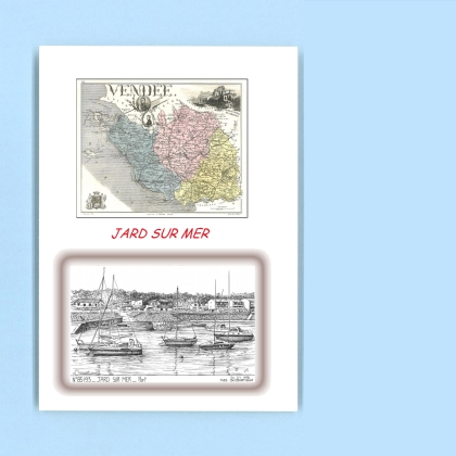 Cartes Postales impression Noir avec dpartement sur la ville de JARD SUR MER Titre : port