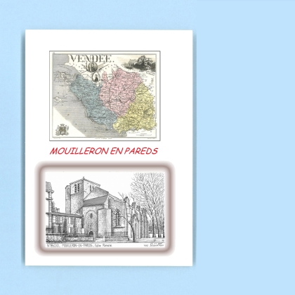 Cartes Postales impression Noir avec dpartement sur la ville de MOUILLERON EN PAREDS Titre : eglise romane
