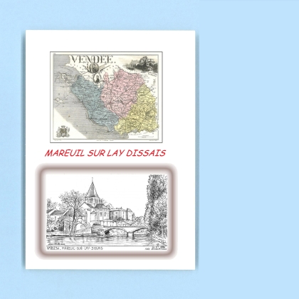 Cartes Postales impression Noir avec dpartement sur la ville de MAREUIL SUR LAY DISSAIS Titre : vue
