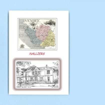 Cartes Postales impression Noir avec dpartement sur la ville de NALLIERS Titre : mairie