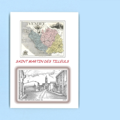 Cartes Postales impression Noir avec dpartement sur la ville de ST MARTIN DES TILLEULS Titre : vue
