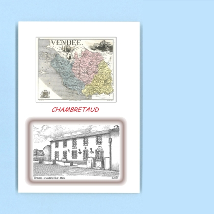 Cartes Postales impression Noir avec dpartement sur la ville de CHAMBRETAUD Titre : mairie