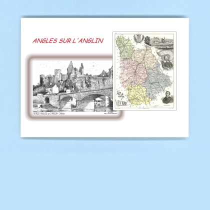 Cartes Postales impression Noir avec dpartement sur la ville de ANGLES SUR L ANGLIN Titre : chateau