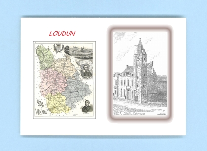 Cartes Postales impression Noir avec dpartement sur la ville de LOUDUN Titre : echevinage