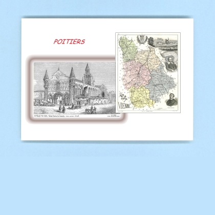 Cartes Postales impression Noir avec dpartement sur la ville de POITIERS Titre : notre dame la grande