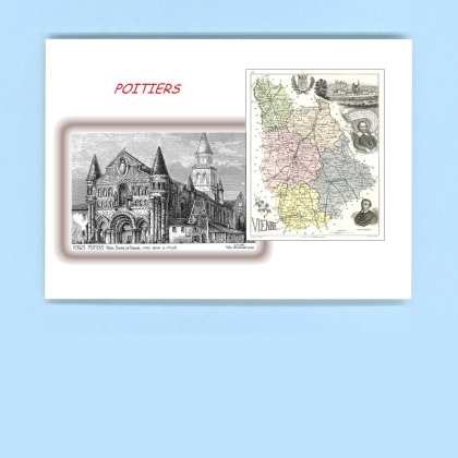 Cartes Postales impression Noir avec dpartement sur la ville de POITIERS Titre : notre dame la grande