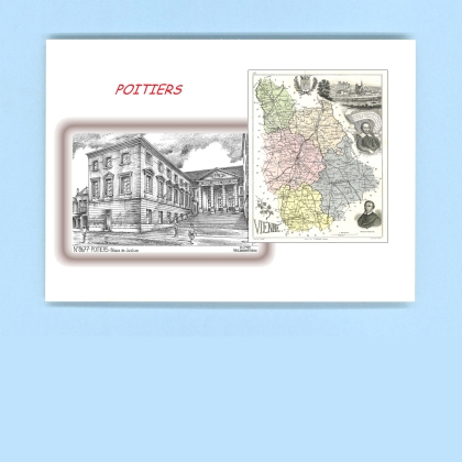 Cartes Postales impression Noir avec dpartement sur la ville de POITIERS Titre : palais de justice
