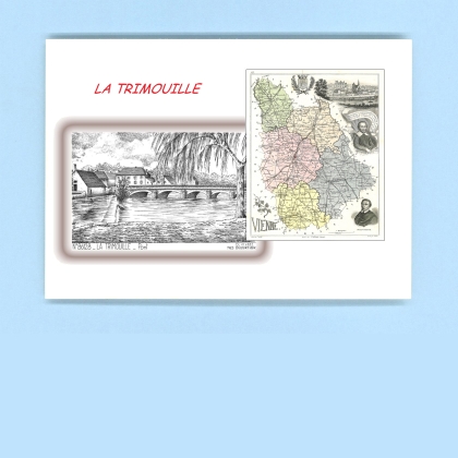 Cartes Postales impression Noir avec dpartement sur la ville de LA TRIMOUILLE Titre : pont