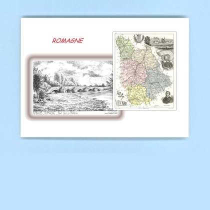 Cartes Postales impression Noir avec dpartement sur la ville de ROMAGNE Titre : pont de la milliere