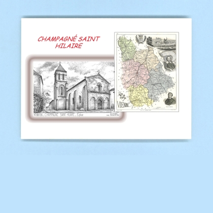Cartes Postales impression Noir avec dpartement sur la ville de CHAMPAGNE ST HILAIRE Titre : eglise