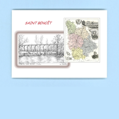 Cartes Postales impression Noir avec dpartement sur la ville de ST BENOIT Titre : viaduc