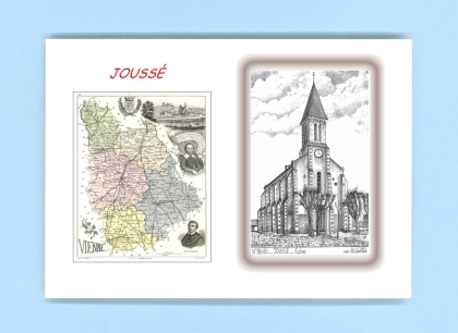 Cartes Postales impression Noir avec dpartement sur la ville de JOUSSE Titre : eglise