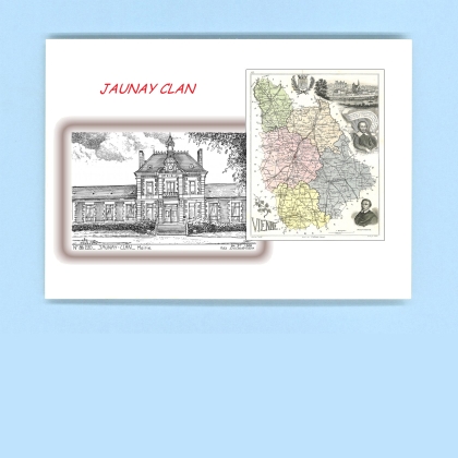 Cartes Postales impression Noir avec dpartement sur la ville de JAUNAY CLAN Titre : mairie