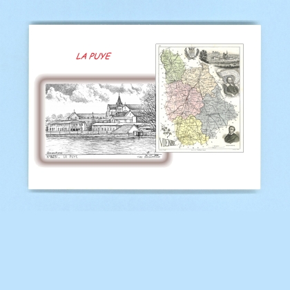 Cartes Postales impression Noir avec dpartement sur la ville de LA PUYE Titre : vue