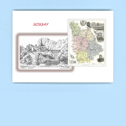 Cartes Postales impression Noir avec dpartement sur la ville de SOSSAY Titre : vue