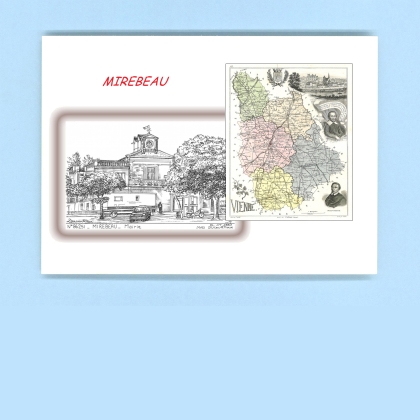 Cartes Postales impression Noir avec dpartement sur la ville de MIREBEAU Titre : mairie