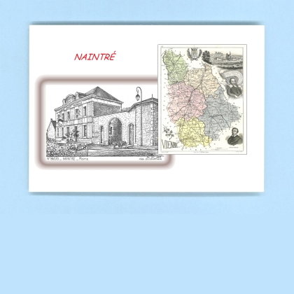Cartes Postales impression Noir avec dpartement sur la ville de NAINTRE Titre : mairie