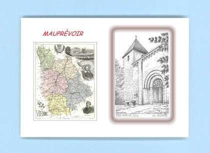 Cartes Postales impression Noir avec dpartement sur la ville de MAUPREVOIR Titre : eglise