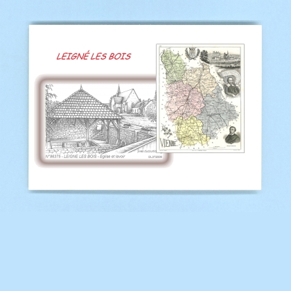 Cartes Postales impression Noir avec dpartement sur la ville de LEIGNE LES BOIS Titre : eglise et lavoir