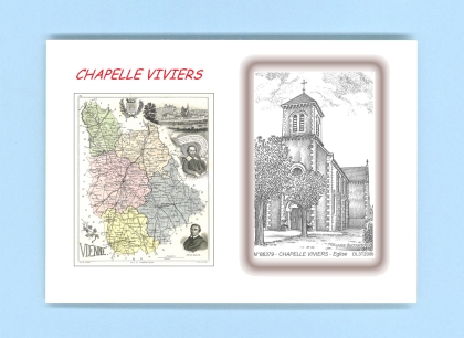 Cartes Postales impression Noir avec dpartement sur la ville de CHAPELLE VIVIERS Titre : eglise