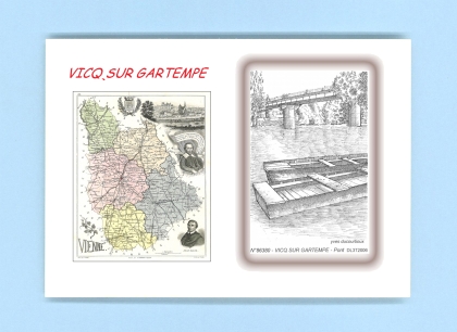 Cartes Postales impression Noir avec dpartement sur la ville de VICQ SUR GARTEMPE Titre : pont