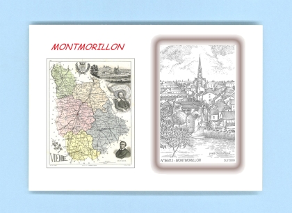 Cartes Postales impression Noir avec dpartement sur la ville de MONTMORILLON Titre : vue