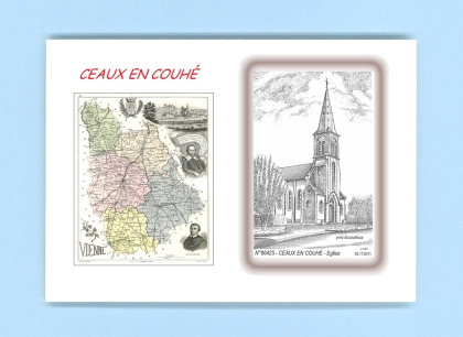 Cartes Postales impression Noir avec dpartement sur la ville de CEAUX EN COUHE Titre : eglise