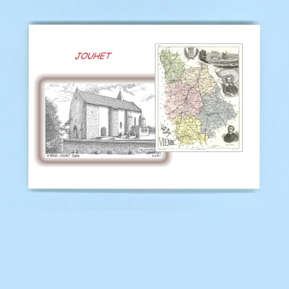 Cartes Postales impression Noir avec dpartement sur la ville de JOUHET Titre : eglise