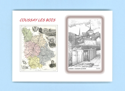 Cartes Postales impression Noir avec dpartement sur la ville de COUSSAY LES BOIS Titre : vue