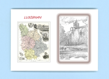 Cartes Postales impression Noir avec dpartement sur la ville de LUSIGNAN Titre : vue