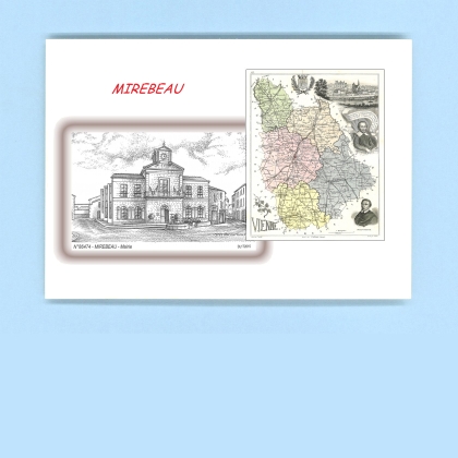Cartes Postales impression Noir avec dpartement sur la ville de MIREBEAU Titre : mairie