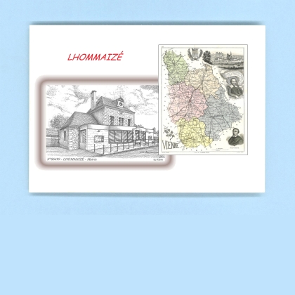 Cartes Postales impression Noir avec dpartement sur la ville de LHOMMAIZE Titre : mairie