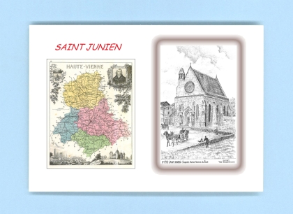 Cartes Postales impression Noir avec dpartement sur la ville de ST JUNIEN Titre : chapelle notre dame du pont