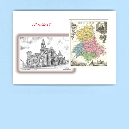 Cartes Postales impression Noir avec dpartement sur la ville de LE DORAT Titre : collegiale