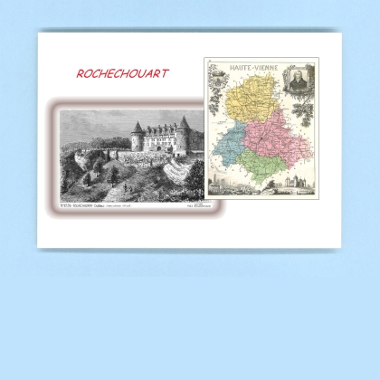 Cartes Postales impression Noir avec dpartement sur la ville de ROCHECHOUART Titre : chateau