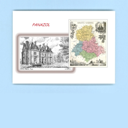 Cartes Postales impression Noir avec dpartement sur la ville de PANAZOL Titre : mairie